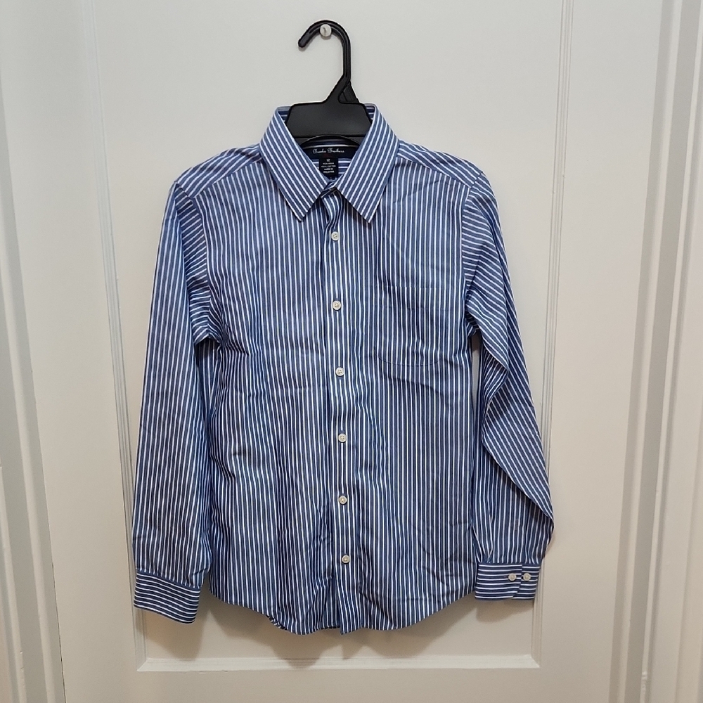 Boys Brooks Brothers 100% Cotton Non-Iron Dress Shirt Size 12